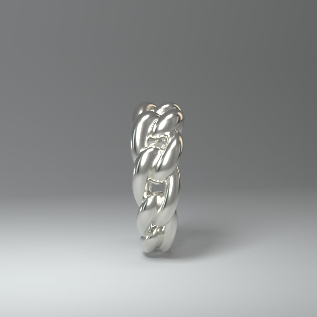  Bague en argent | CHAÎNE À MAILLONS CUBAINS RONDS ET AUDACIEUX