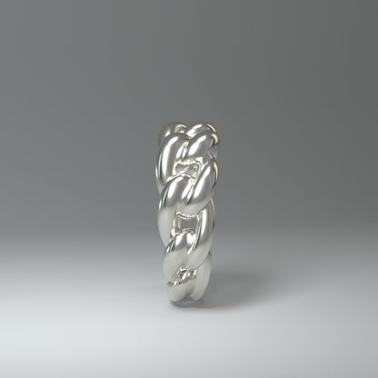  Bague en argent | CHAÎNE À MAILLONS CUBAINS RONDS ET AUDACIEUX