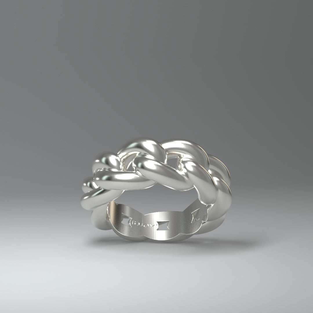  Bague en argent | CHAÎNE À MAILLONS CUBAINS RONDS ET AUDACIEUX