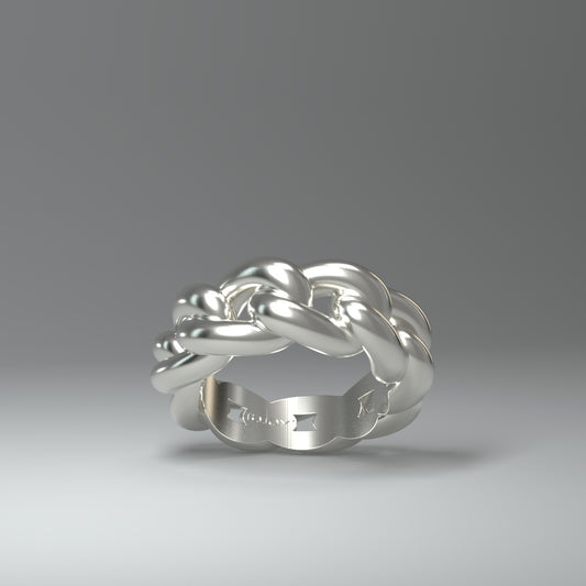  Bague en argent | CHAÎNE À MAILLONS CUBAINS RONDS ET AUDACIEUX