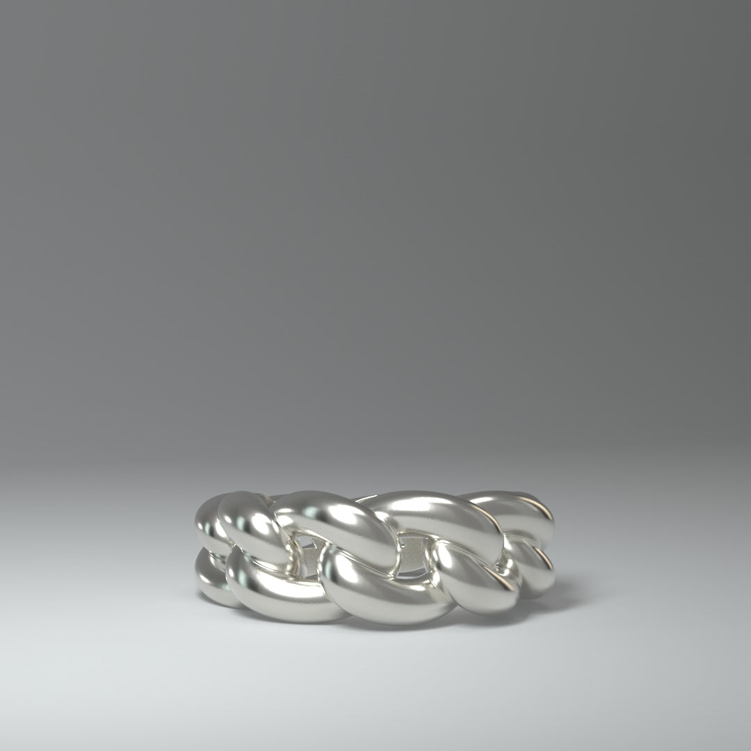  Bague en argent | CHAÎNE À MAILLONS CUBAINS RONDS ET AUDACIEUX