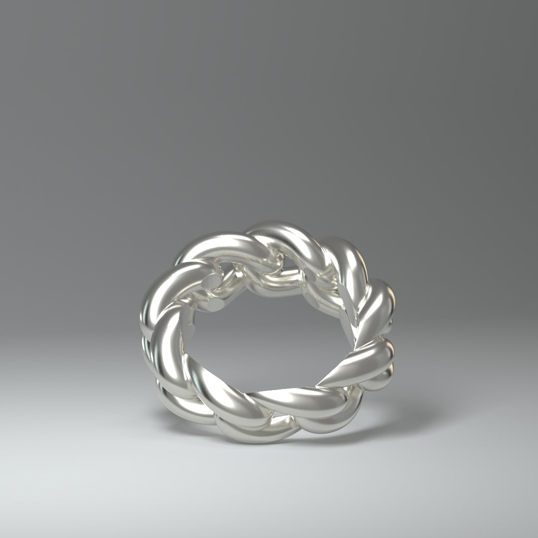  Bague en argent | CHAÎNE À MAILLONS CUBAINS RONDS ET AUDACIEUX