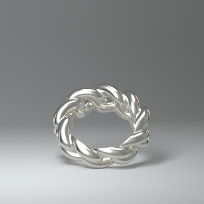  Bague en argent | CHAÎNE À MAILLONS CUBAINS RONDS ET AUDACIEUX