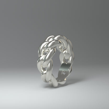  Bague en argent | CHAÎNE À MAILLONS CUBAINS RONDS ET AUDACIEUX
