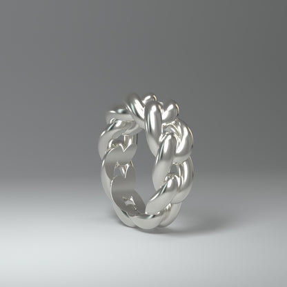  Bague en argent | CHAÎNE À MAILLONS CUBAINS RONDS ET AUDACIEUX