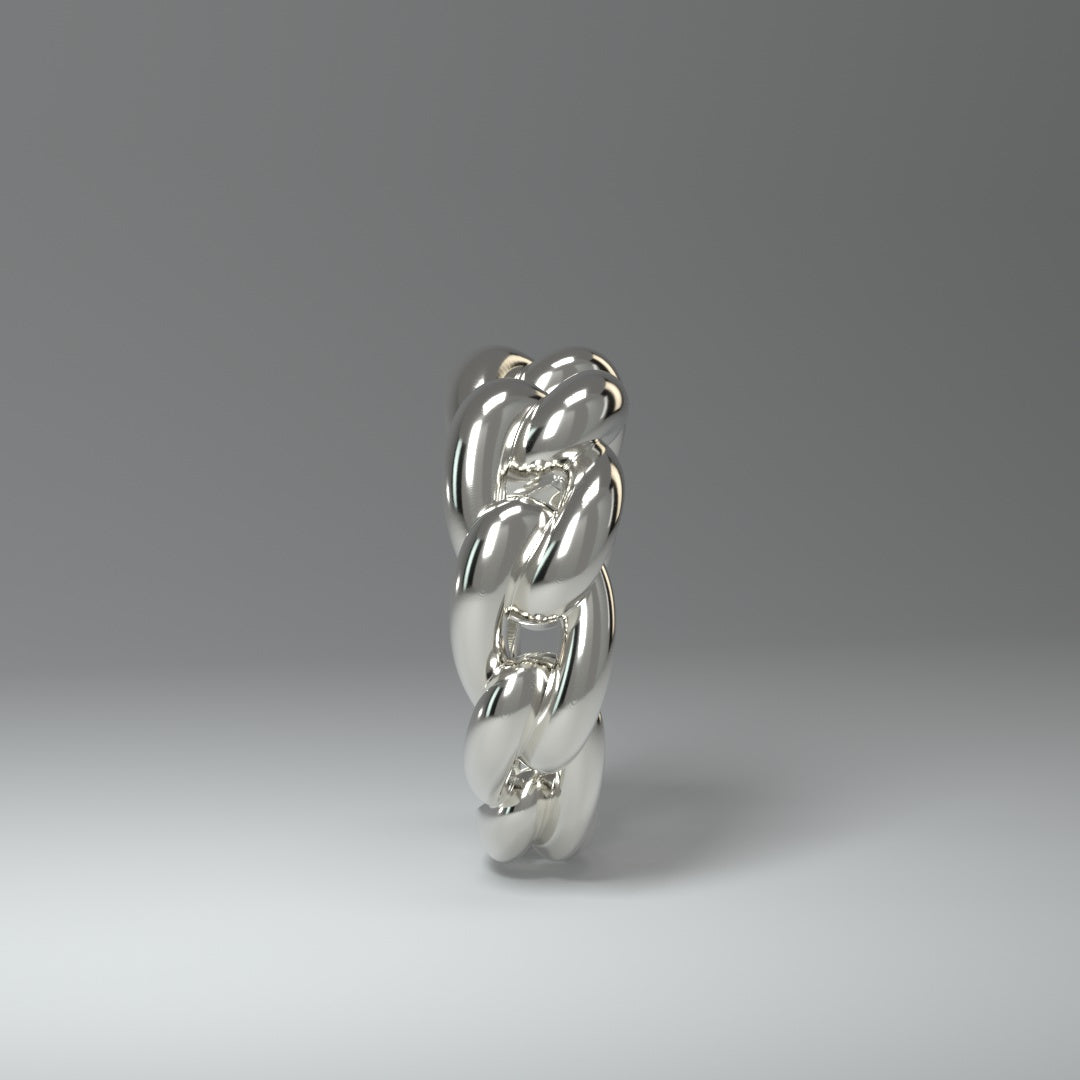 Bague en argent | CHAÎNE À MAILLONS CUBAINS RONDS ET AUDACIEUX