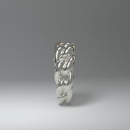  Bague en argent | CHAÎNE À MAILLONS CUBAINS RONDS ET AUDACIEUX