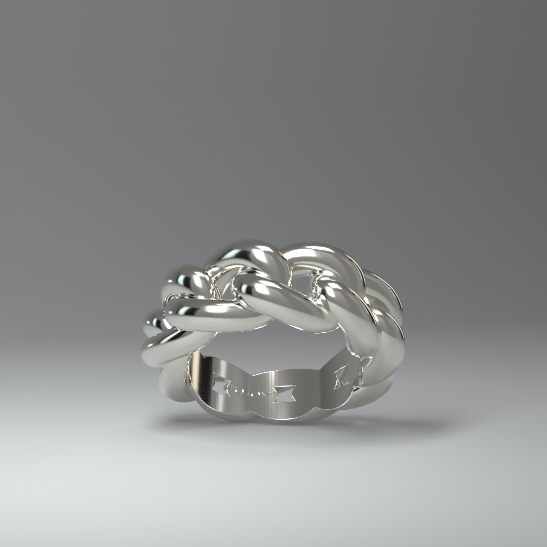  Bague en argent | CHAÎNE À MAILLONS CUBAINS RONDS ET AUDACIEUX