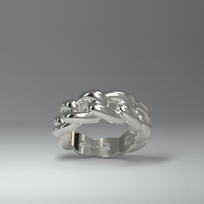  Bague en argent | CHAÎNE À MAILLONS CUBAINS RONDS ET AUDACIEUX