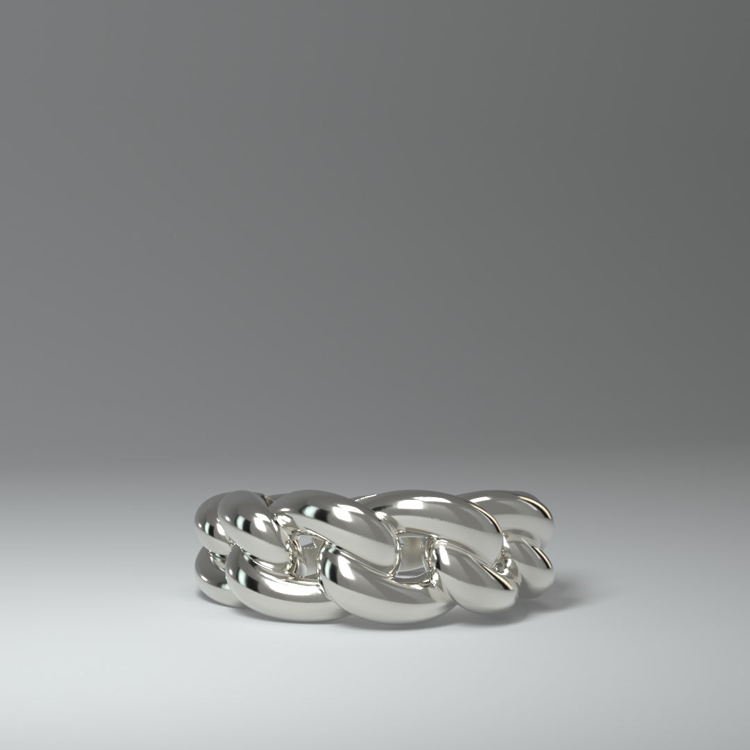  Bague en argent | CHAÎNE À MAILLONS CUBAINS RONDS ET AUDACIEUX