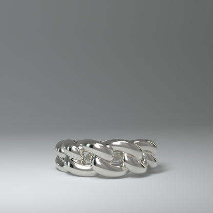  Bague en argent | CHAÎNE À MAILLONS CUBAINS RONDS ET AUDACIEUX