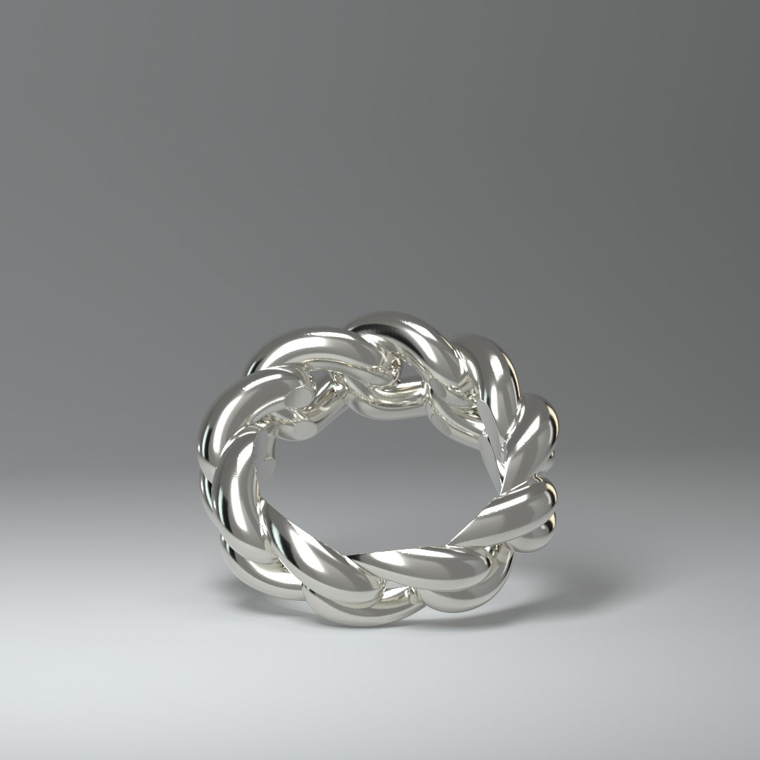  Bague en argent | CHAÎNE À MAILLONS CUBAINS RONDS ET AUDACIEUX