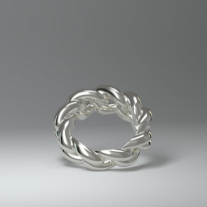  Bague en argent | CHAÎNE À MAILLONS CUBAINS RONDS ET AUDACIEUX