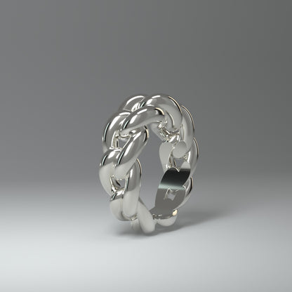  Bague en argent | CHAÎNE À MAILLONS CUBAINS RONDS ET AUDACIEUX