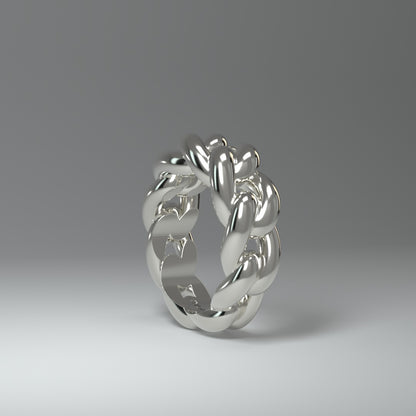  Bague en argent | CHAÎNE À MAILLONS CUBAINS RONDS ET AUDACIEUX