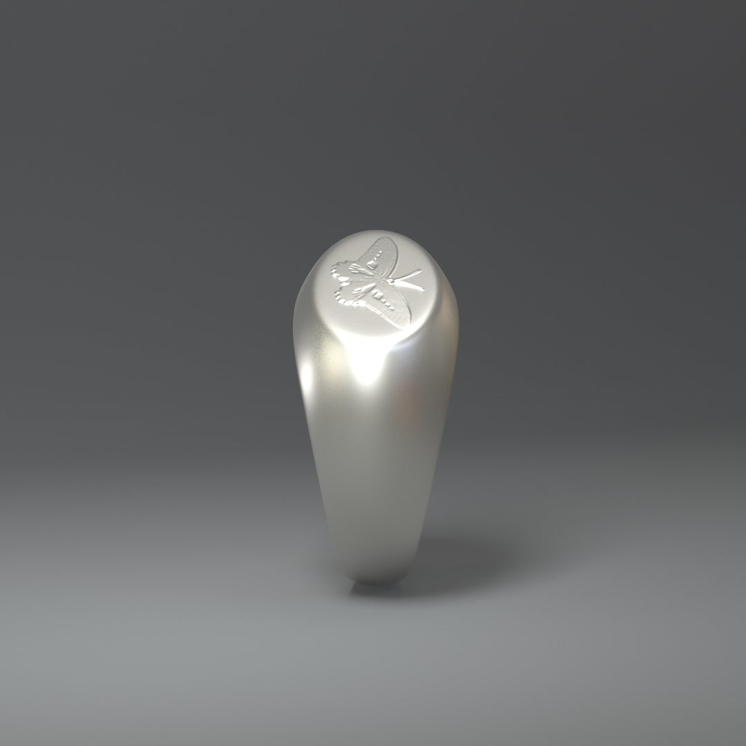Siegelring silber mit Schmetterling Relief