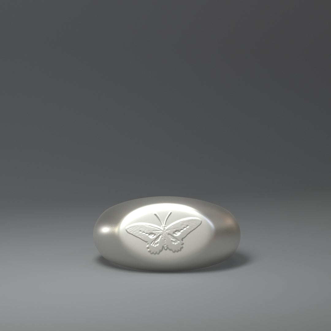 Siegelring silber mit Schmetterling Relief