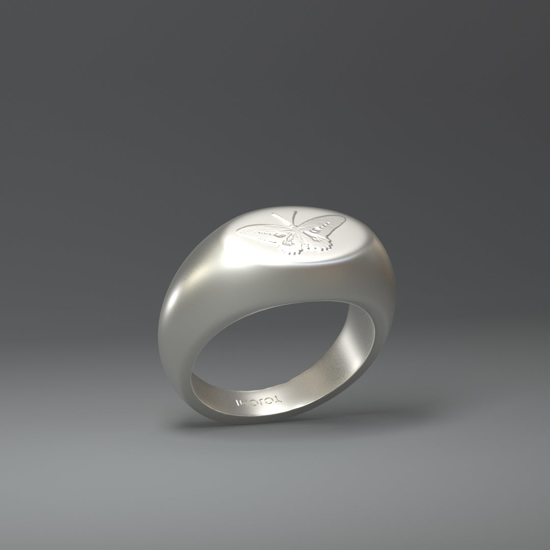 Siegelring silber mit Schmetterling Relief