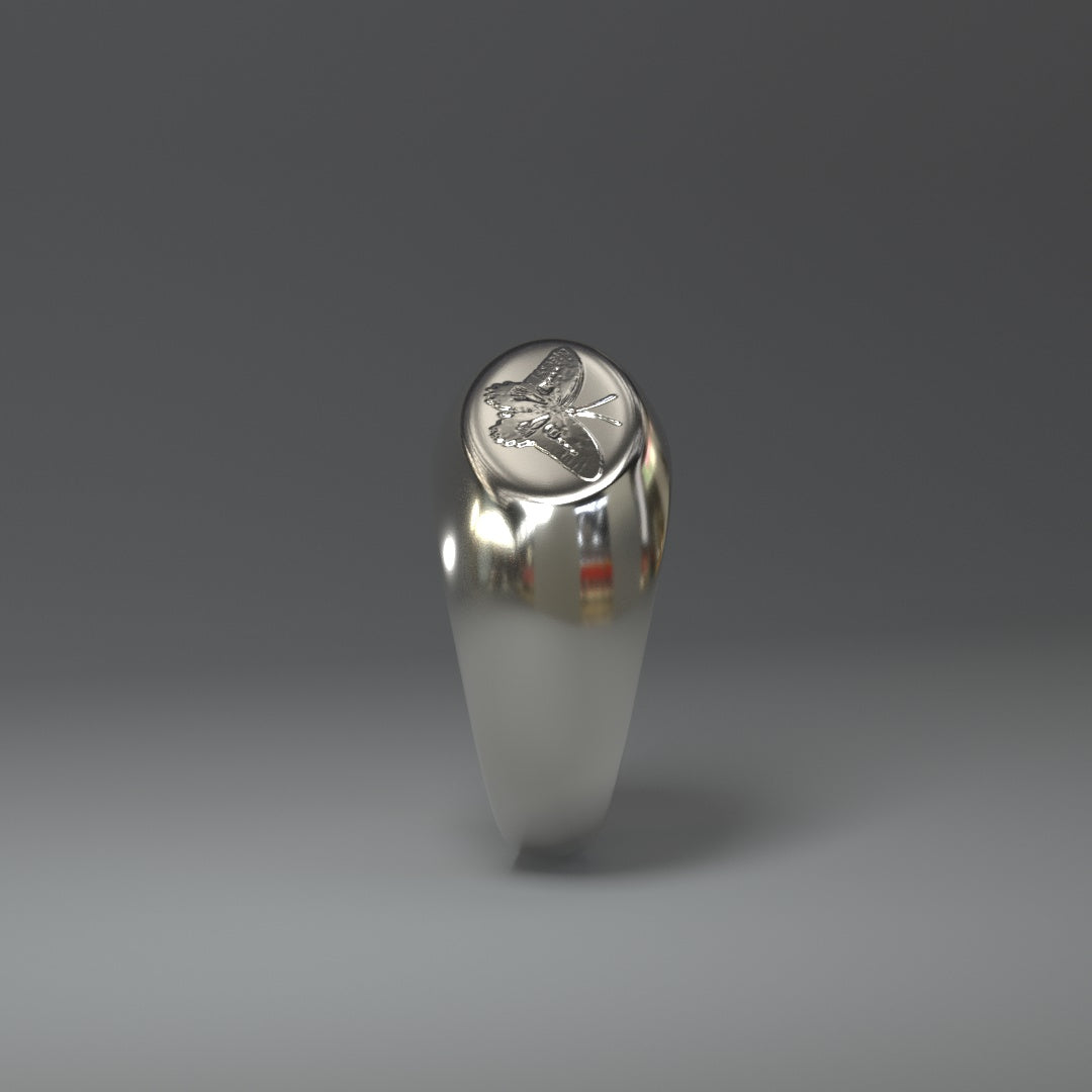 Siegelring silber mit Schmetterling Relief