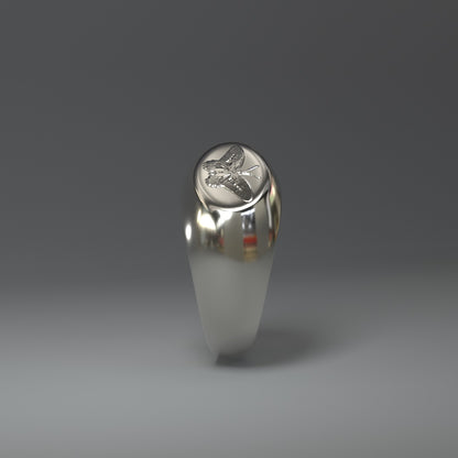 Siegelring silber mit Schmetterling Relief