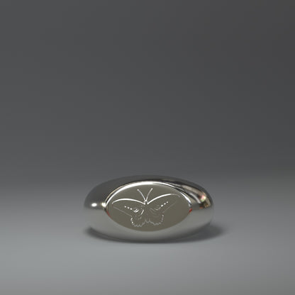 Siegelring silber mit Schmetterling Relief