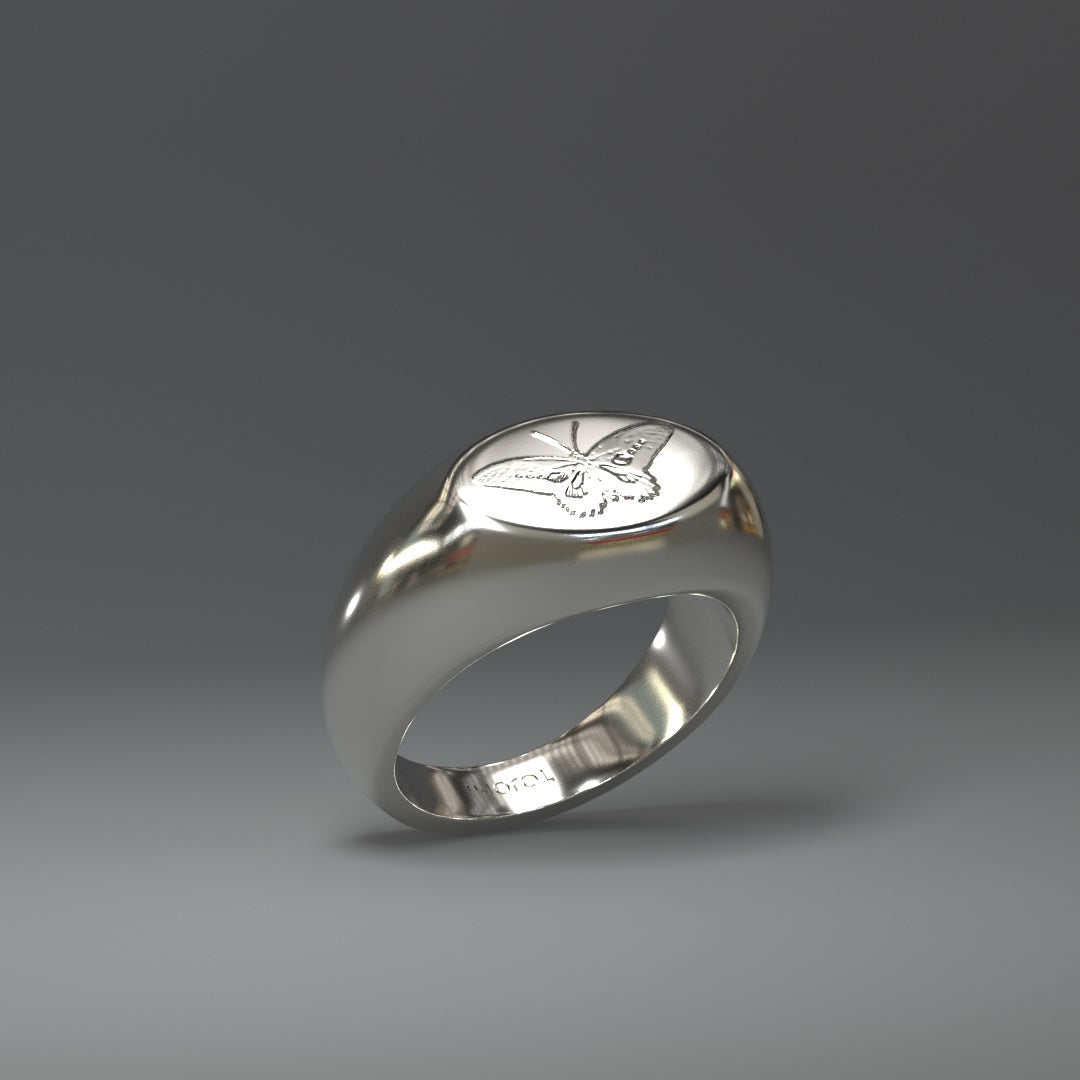 Siegelring silber mit Schmetterling Relief