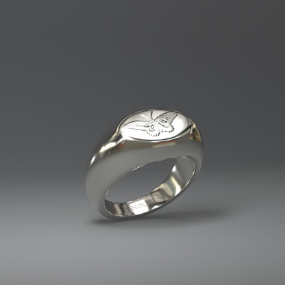 Siegelring silber mit Schmetterling Relief