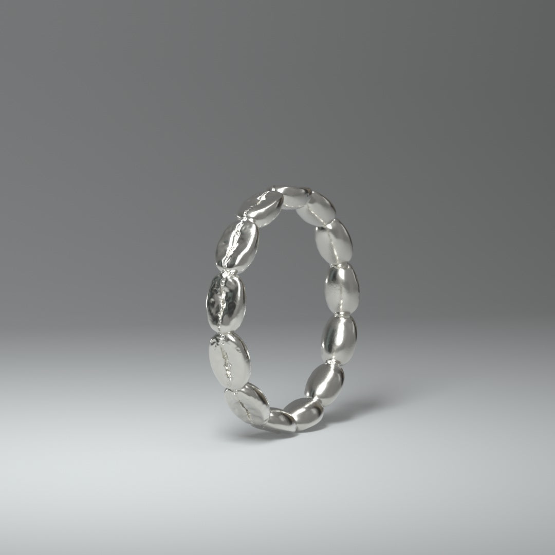 Silberring aus 13 silbernen Kaffeebohnen