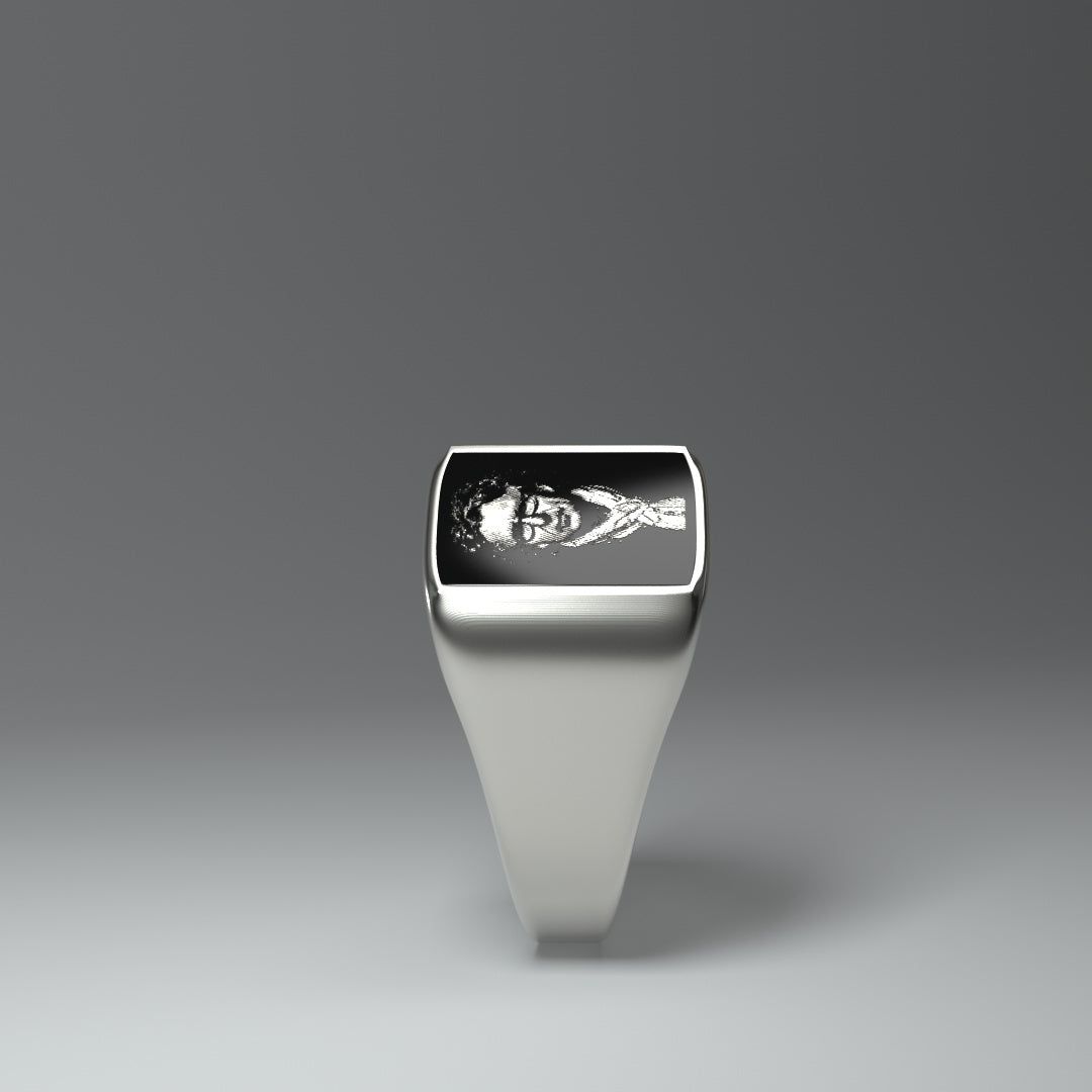 Anillo de sello rectangular con retrato personalizable