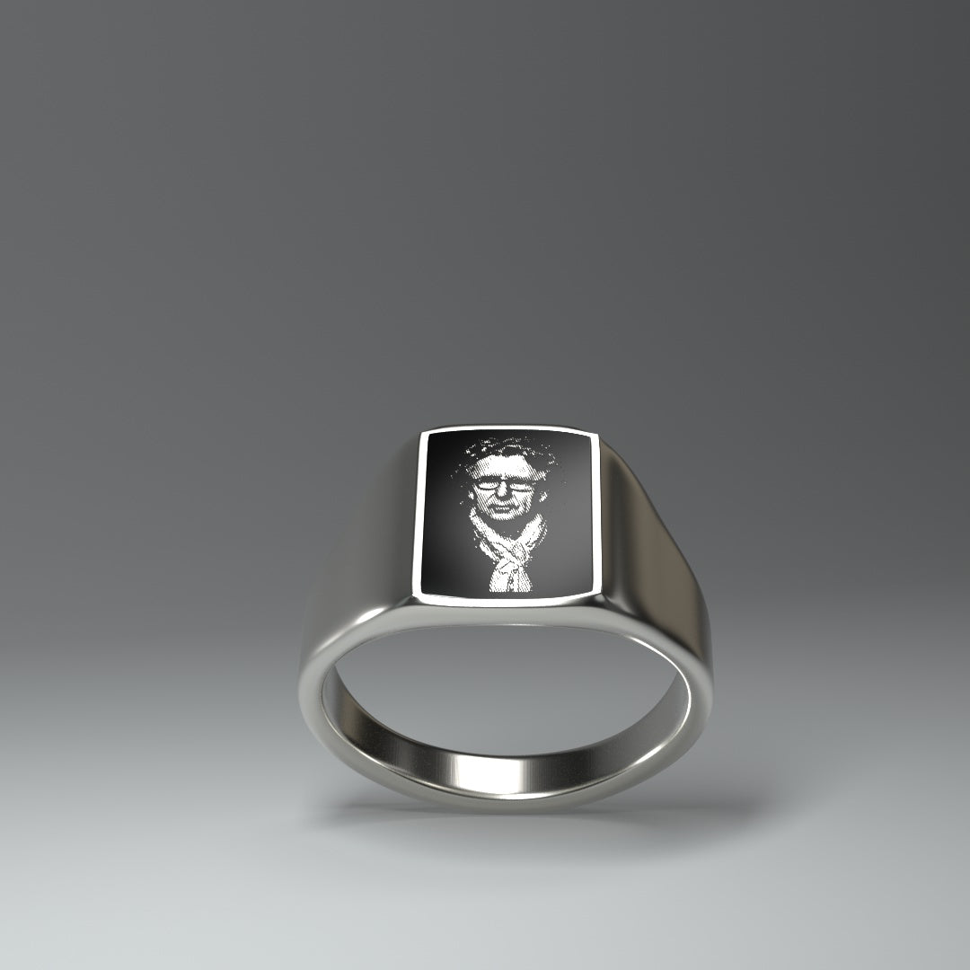 Anillo de sello rectangular con retrato personalizable