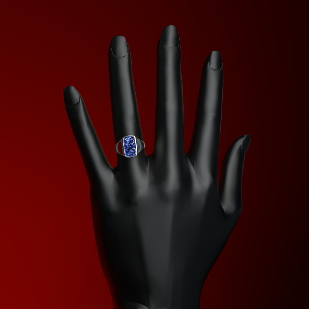  Anello con sigillo in argento e smalto a freddo | ONDE BLU