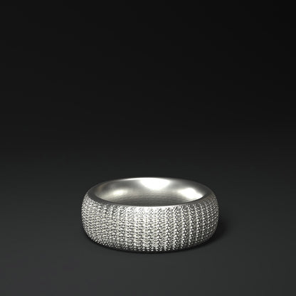 Anillo ancho de plata | PATRÓN DE TEJIDO