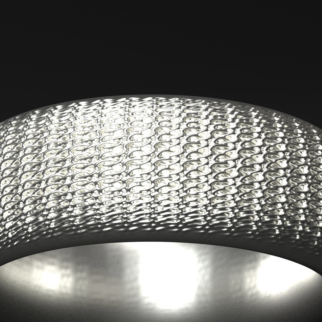 Anillo ancho de plata | PATRÓN DE TEJIDO