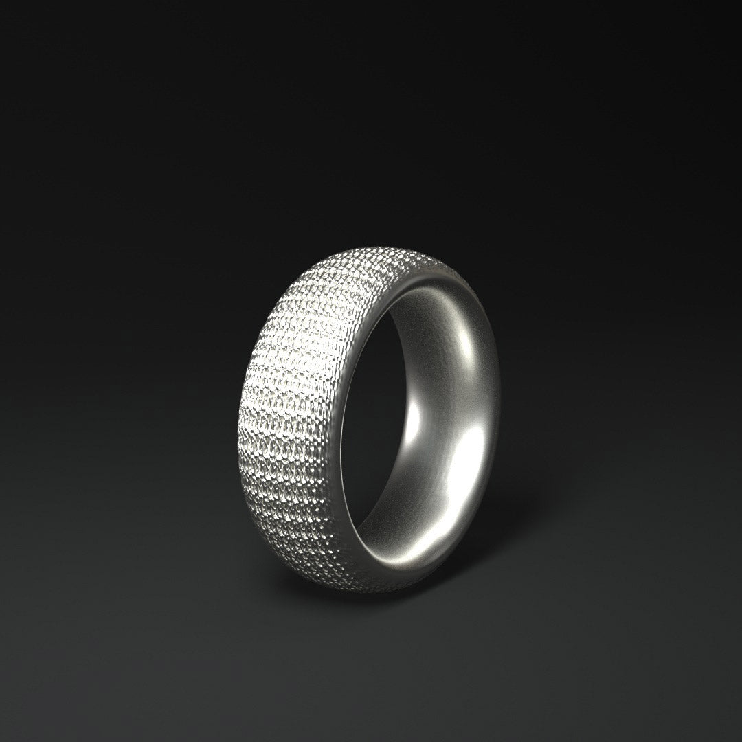 Anillo ancho de plata | PATRÓN DE TEJIDO