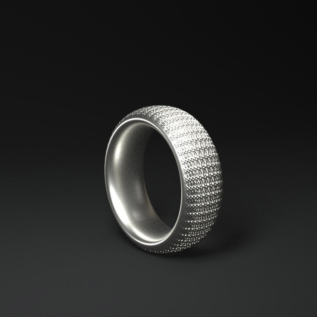 Anillo ancho de plata | PATRÓN DE TEJIDO