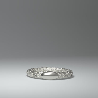 Schmaler runder Silberring mit Strickmuster