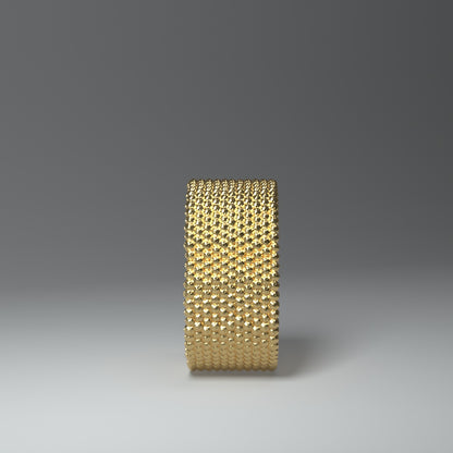 Anillo de banda ancha en oro amarillo de 14 quilates | Pequeñas pepitas