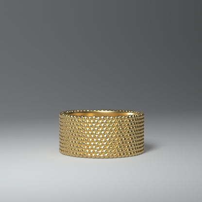 Anillo de banda ancha en oro amarillo de 14 quilates | Pequeñas pepitas