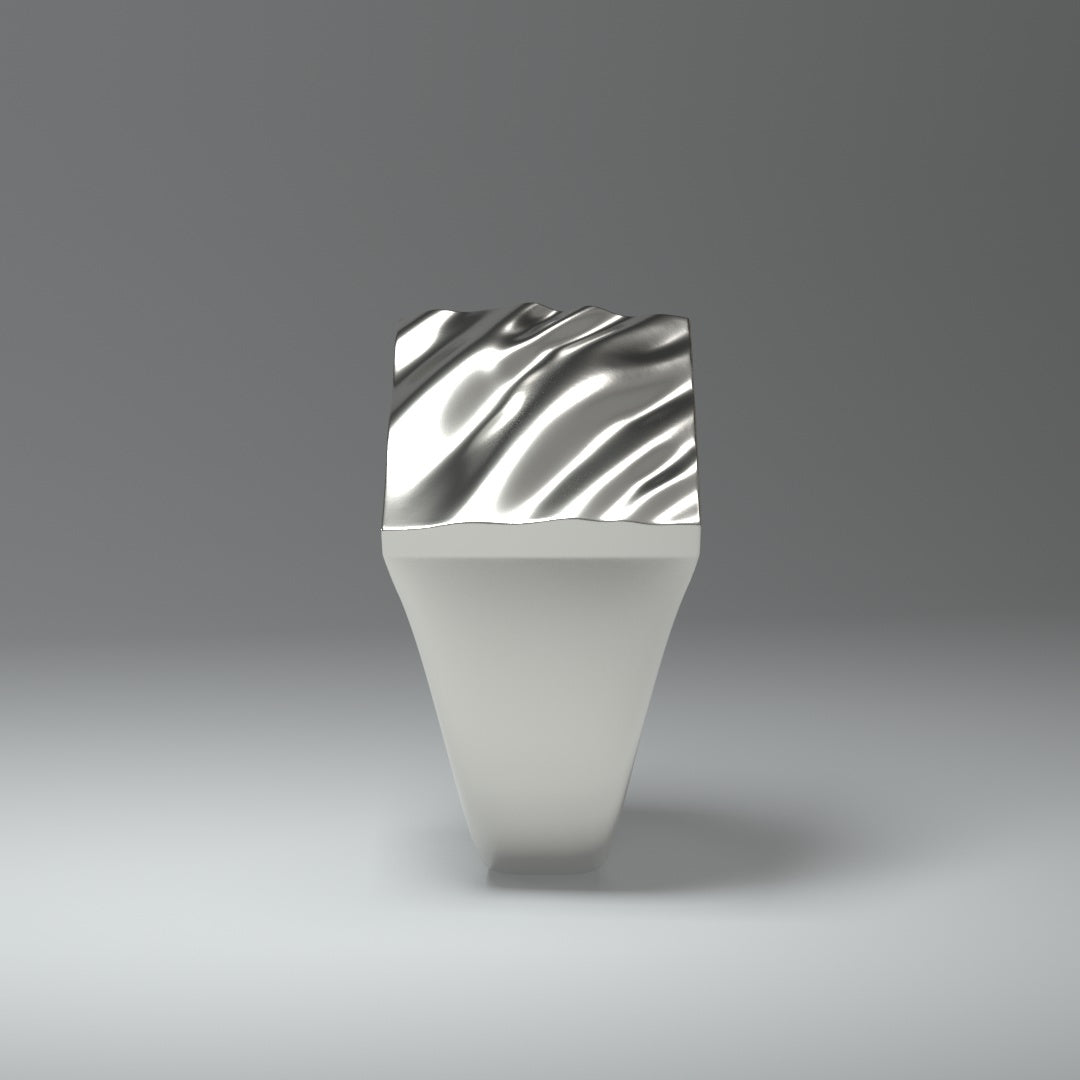 Quadratischer Siegelring silber | WAVY FOLDS