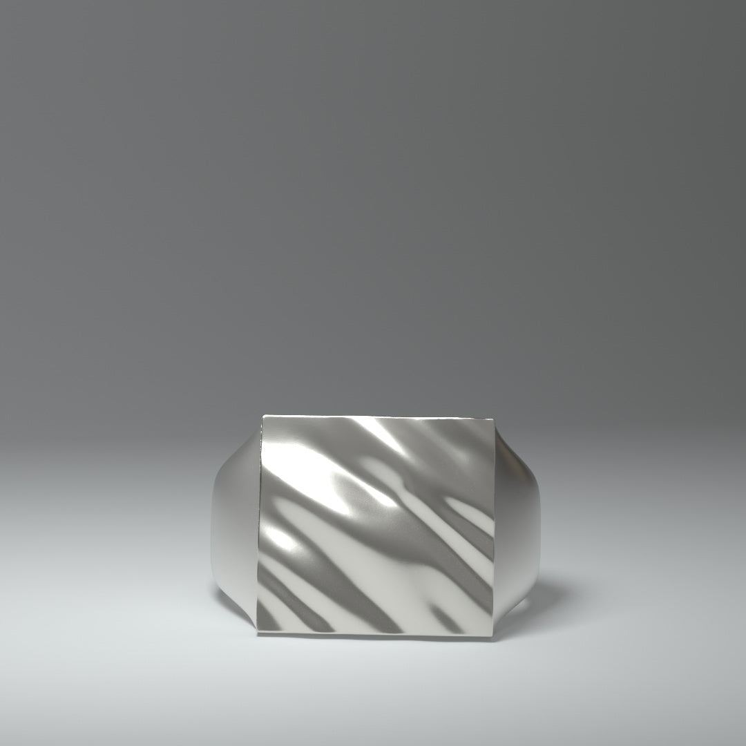 Quadratischer Siegelring silber | WAVY FOLDS