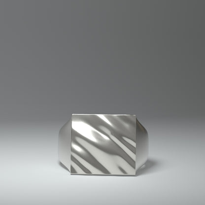 Quadratischer Siegelring silber | WAVY FOLDS