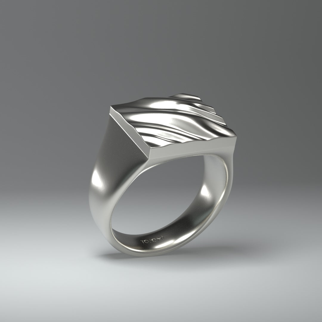 Quadratischer Siegelring silber | WAVY FOLDS