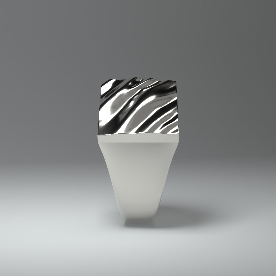 Quadratischer Siegelring silber | WAVY FOLDS