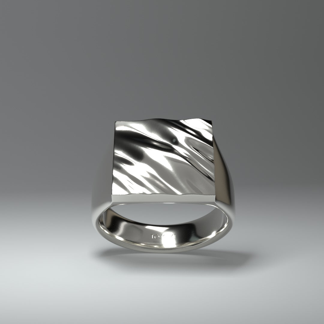 Quadratischer Siegelring silber | WAVY FOLDS