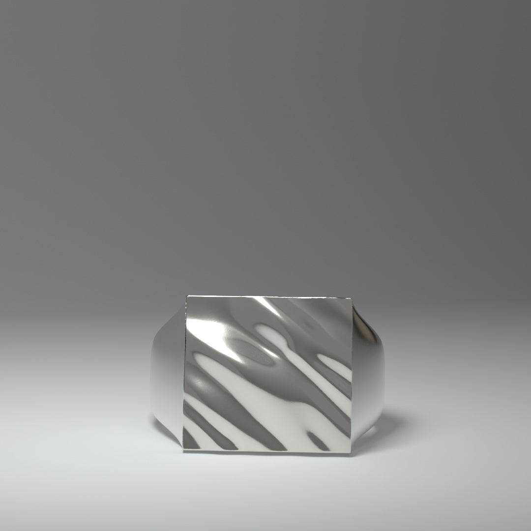 Quadratischer Siegelring silber | WAVY FOLDS