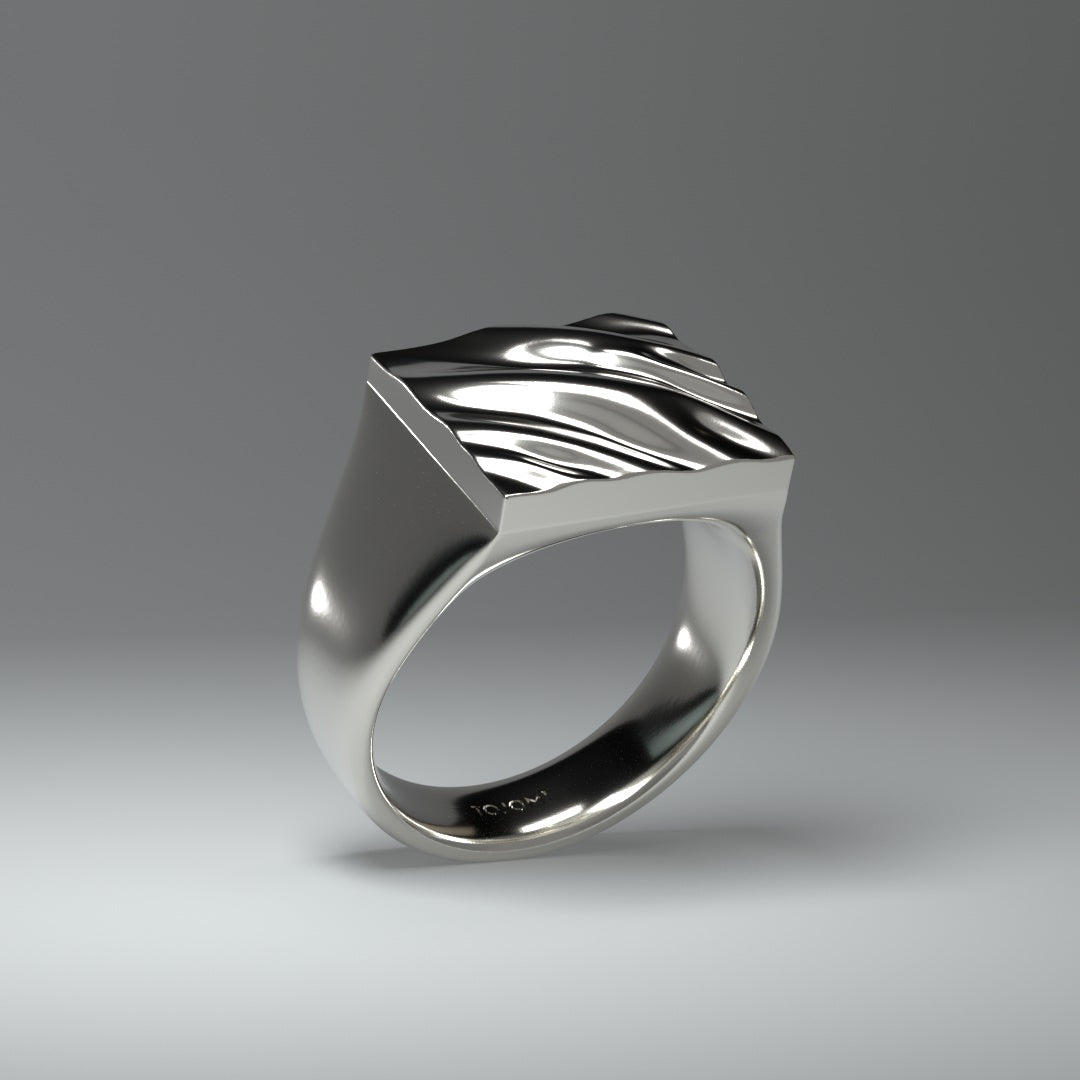 Quadratischer Siegelring silber | WAVY FOLDS