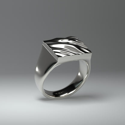 Quadratischer Siegelring silber | WAVY FOLDS