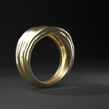 14 Karat Gelbgold Ring "wire wrapped" seitlich stehend.