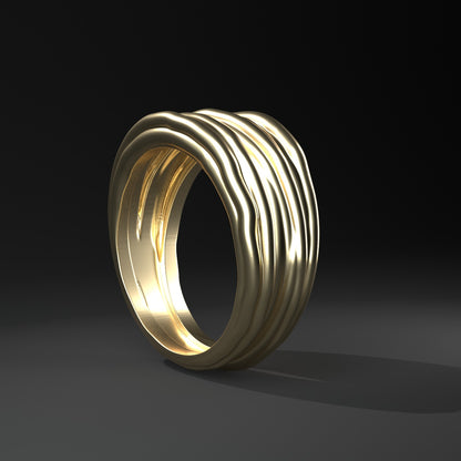 14 Karat Gelbgold Ring "wire wrapped" seitlich stehend