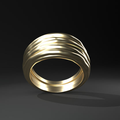 14 Karat Gelbgold Ring "wire wrapped" frontal geneigt.